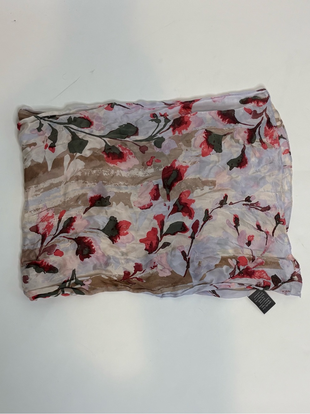 Vince Camuto Scarf Womens 72x18 Blue Neutral Floral Silk Rectangular Lightweight